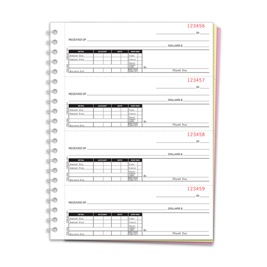 CASH RECEIPT BOOK-NON CUSTOM-3 PART