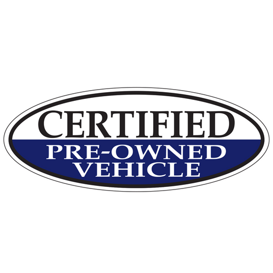 WINDOW STICKER, BLUE OVAL, CERTIFIED PRE OWNED VEHICLE