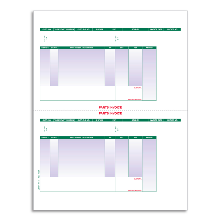 LASER PART INVOICE-PERFORATED