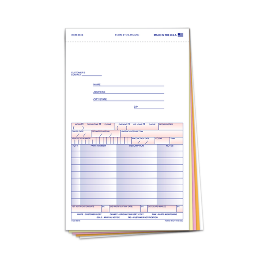 SPECIAL PARTS ORDER FORM-NON CUSTOM-5 PART