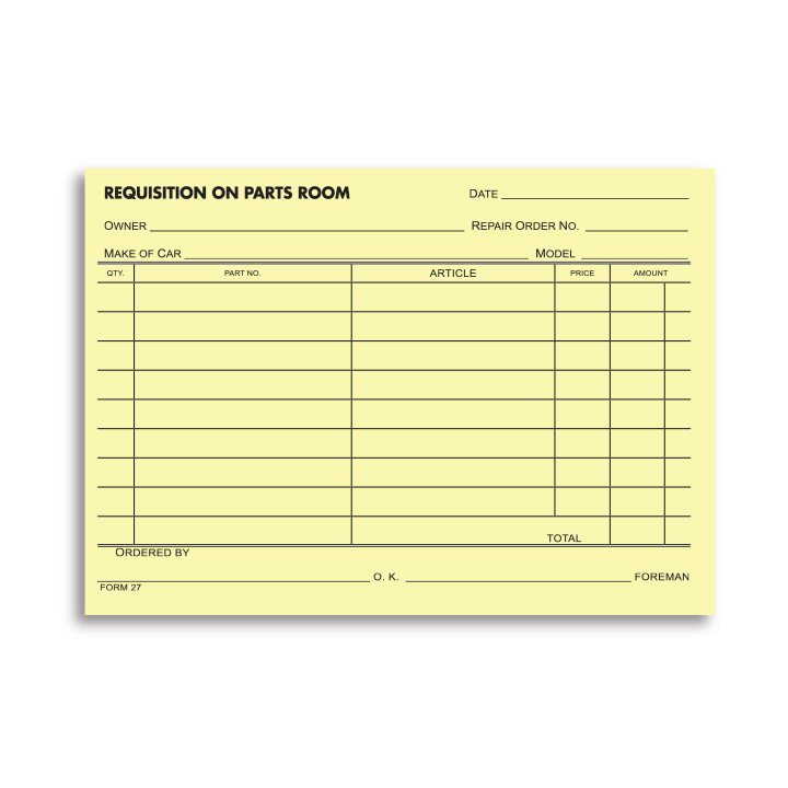 PARTS REQUISITION FORM