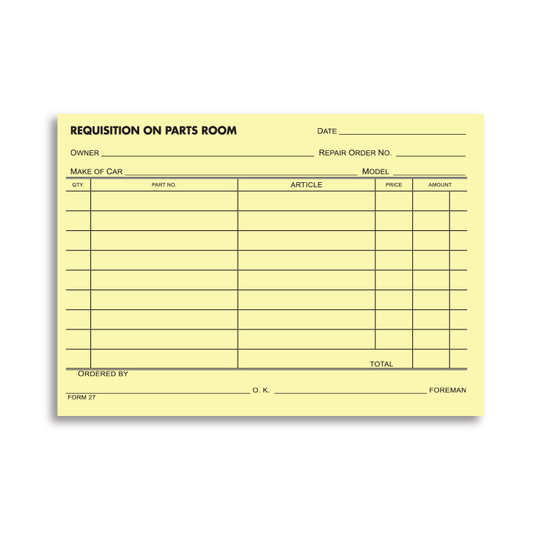 PARTS REQUISITION FORM