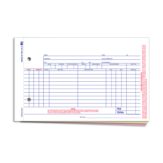 PARTS INVOICE-NON CUSTOM