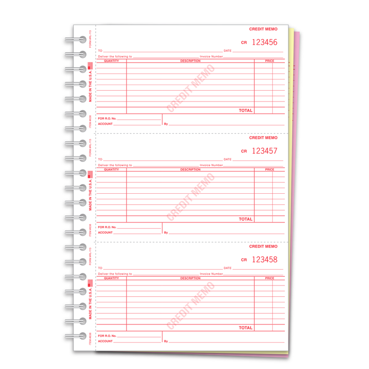 CREDIT MEMO BOOK-NON CUSTOM