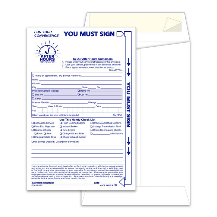 AFTER HOURS/ EARLY BIRD ENVELOPE