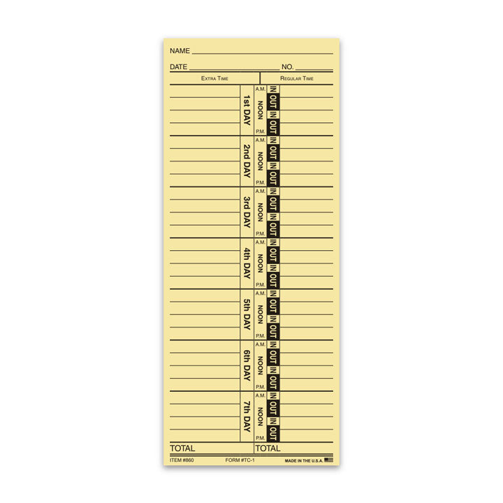 TIME CLOCK CARDS - TC-1