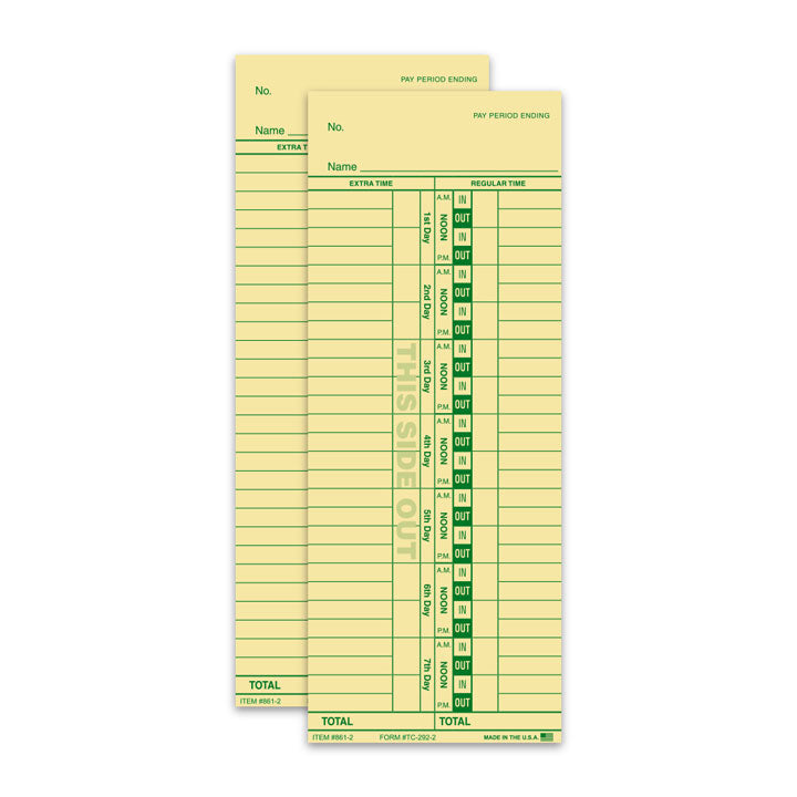 TIME CLOCK CARDS - TC-292 - 2 SIDED