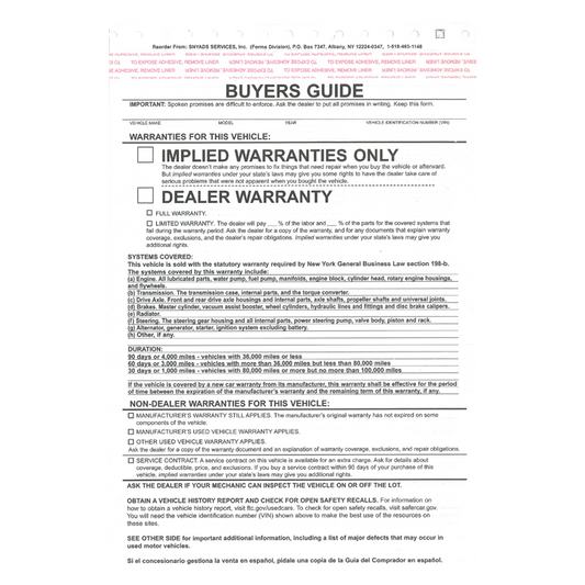 BUYERS GUIDE IMPLIED WARRANTY