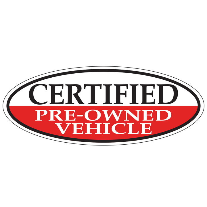 WINDOW STICKER, RED OVAL, CERTIFIED PRE OWNED VEHICLE