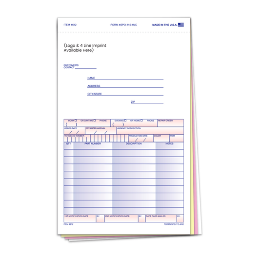 SPECIAL PARTS ORDER FORM-4 PART-CUSTOM