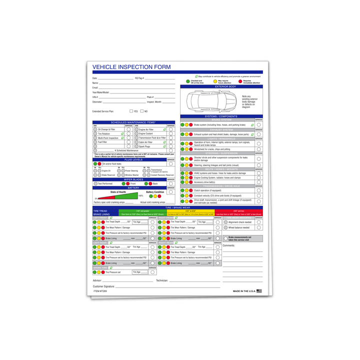 MULTI-POINT VEHICLE INSPECTION REPORT (ECO) - 2 PART