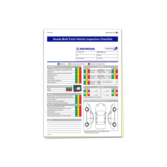 HONDA MULTI-POINT VEHICLE CHECKUP - 2 PART