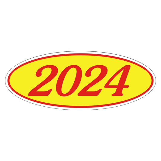 YEAR OVAL WINDOW STICKER (RED & YELLOW)