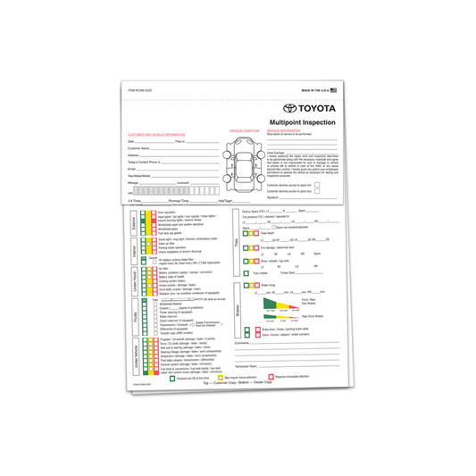 TOYOTA MULTI-POINT VEHICLE CHECKUP - 3 PART