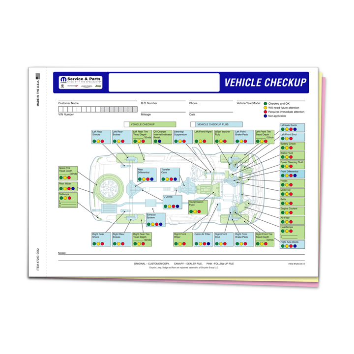 CHRYSLER MULTI-POINT VEHICLE CHECKUP - 3 PART