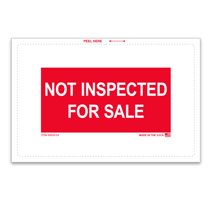 NOT INSPECTED FOR SALE STICKER - 8" X 5-1/4"