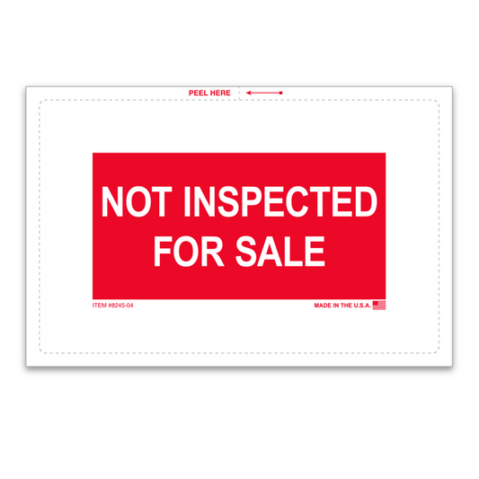 NOT INSPECTED FOR SALE STICKER - 8" X 5-1/4"