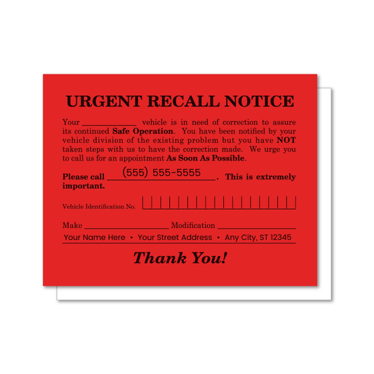 URGENT RECALL NOTICE - IMPRINTED