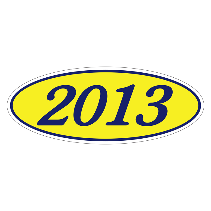 YEAR OVAL WINDOW STICKER (BLUE & YELLOW)