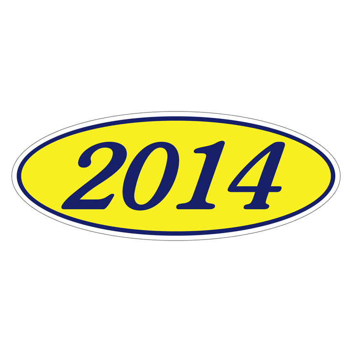 YEAR OVAL WINDOW STICKER (BLUE & YELLOW)