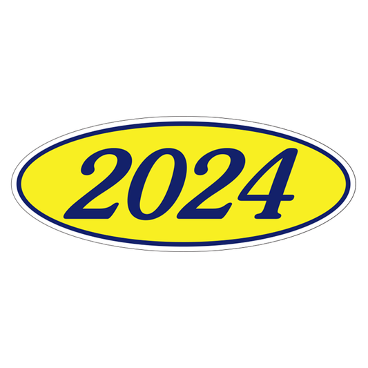 YEAR OVAL WINDOW STICKER (BLUE & YELLOW)