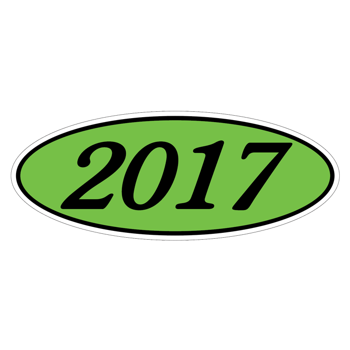 YEAR OVAL WINDOW STICKER (GREEN & BLACK)