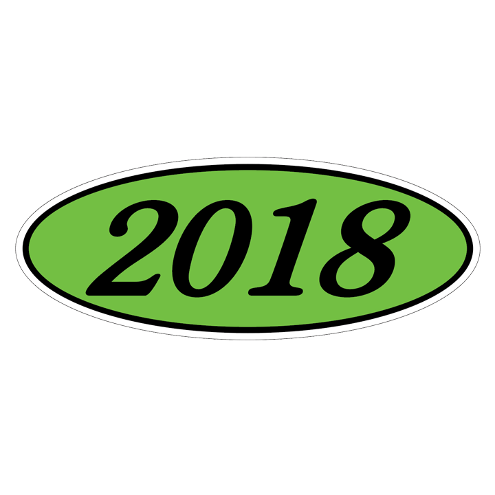 YEAR OVAL WINDOW STICKER (GREEN & BLACK)