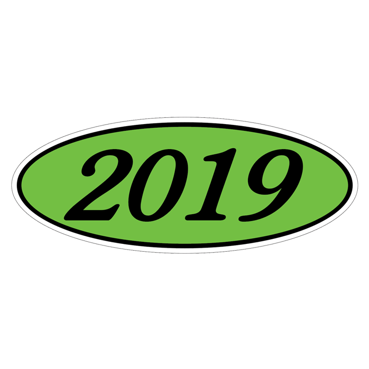 YEAR OVAL WINDOW STICKER (GREEN & BLACK)