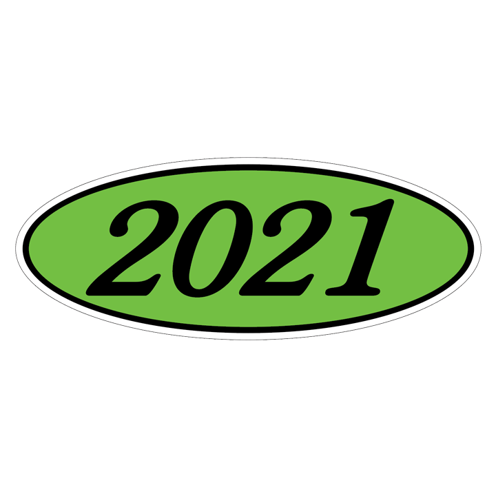 YEAR OVAL WINDOW STICKER (GREEN & BLACK)