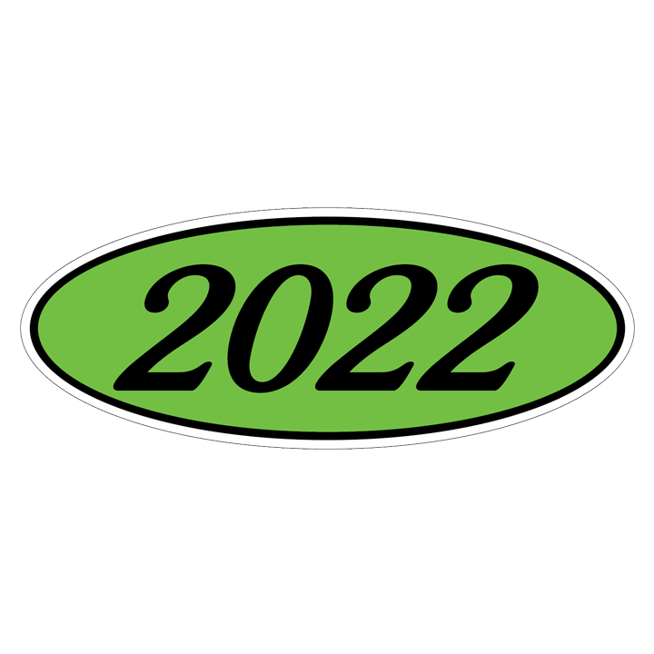 YEAR OVAL WINDOW STICKER (GREEN & BLACK)