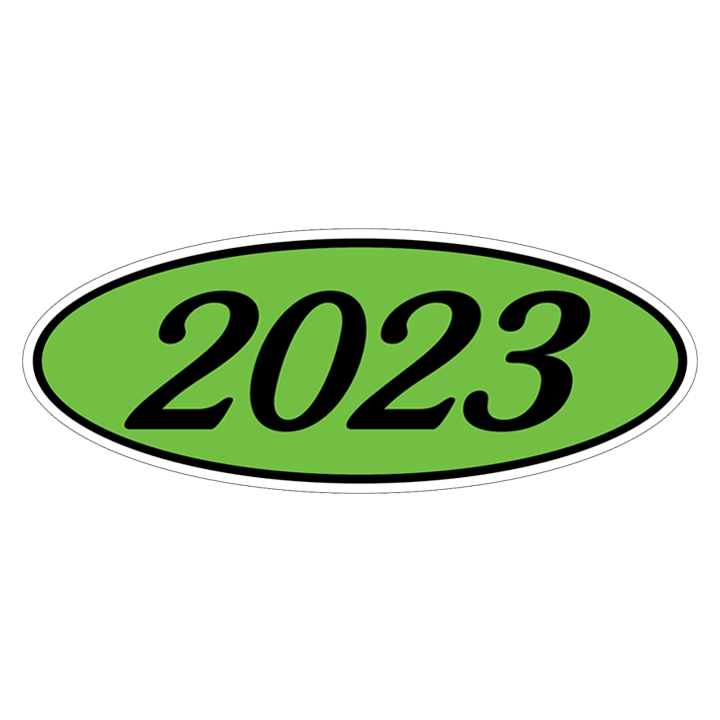 YEAR OVAL WINDOW STICKER (GREEN & BLACK)