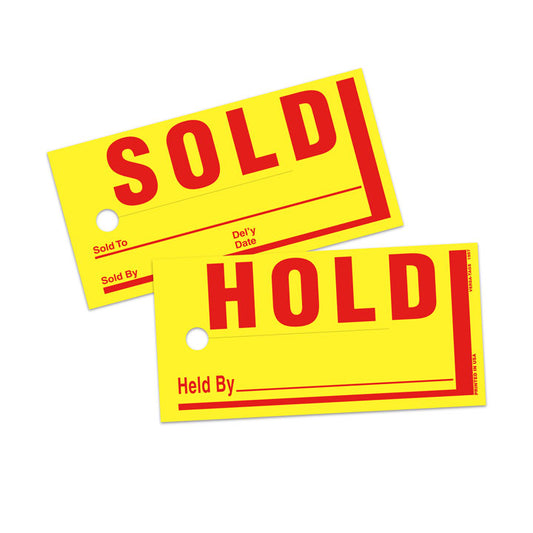 JUMBO SOLD/HOLD TAGS - #850 - 4" X 8"