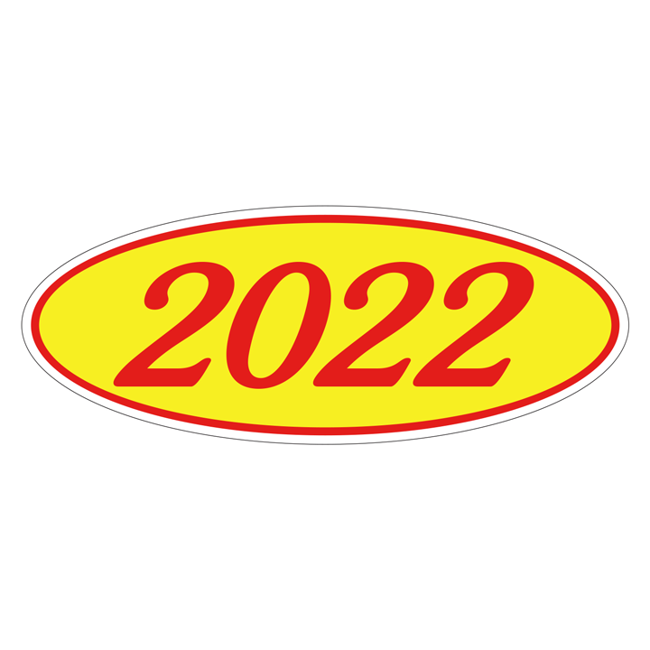 YEAR OVAL WINDOW STICKER (RED & YELLOW)