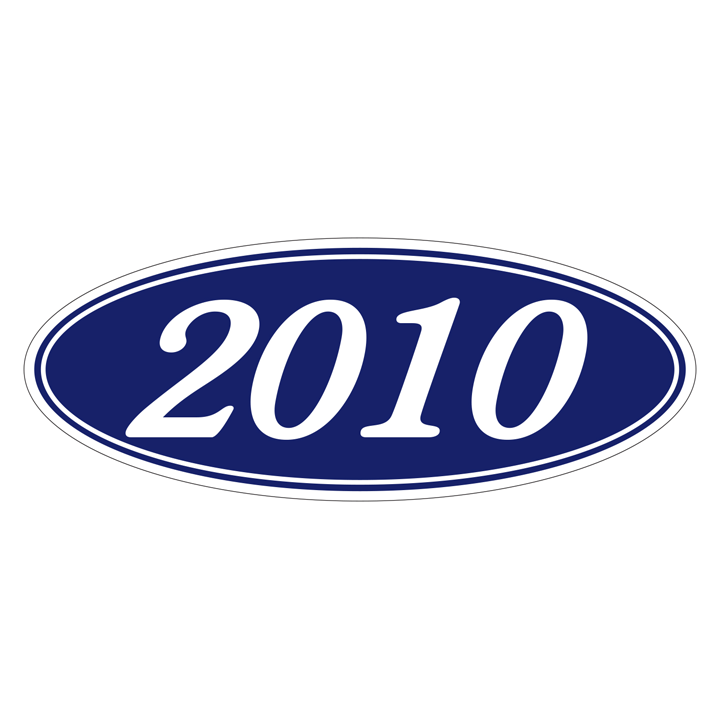 YEAR OVAL WINDOW STICKERS (WHITE ON BLUE)