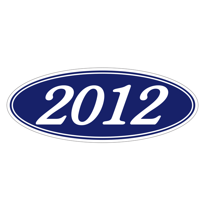 YEAR OVAL WINDOW STICKERS (WHITE ON BLUE)