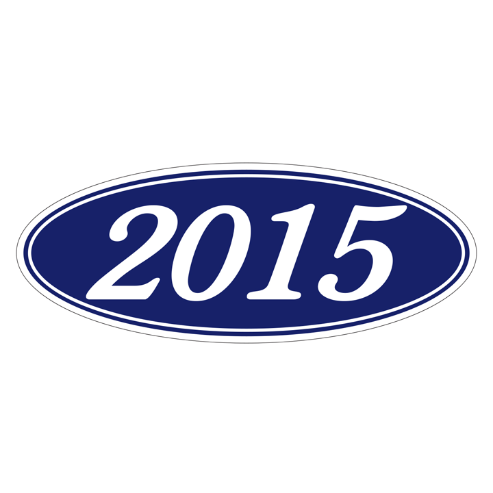 YEAR OVAL WINDOW STICKERS (WHITE ON BLUE)