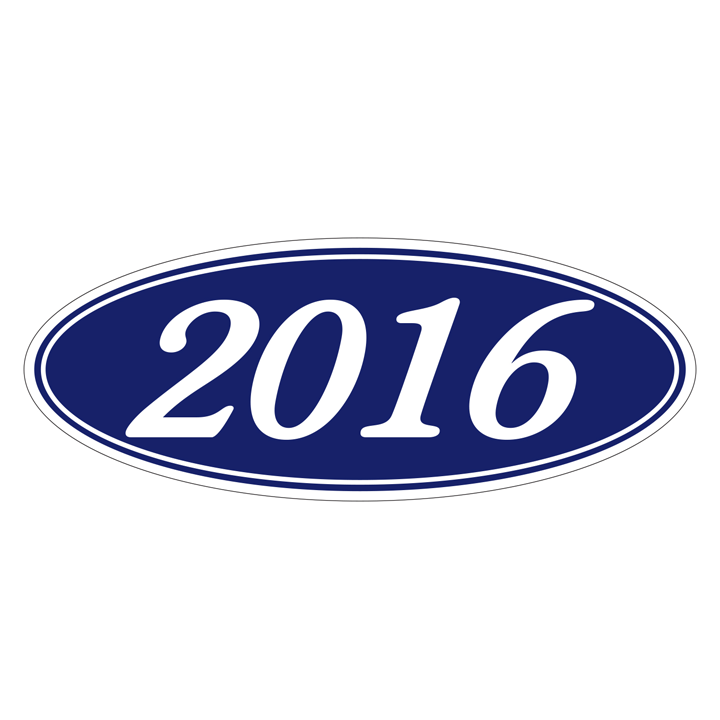 YEAR OVAL WINDOW STICKERS (WHITE ON BLUE)